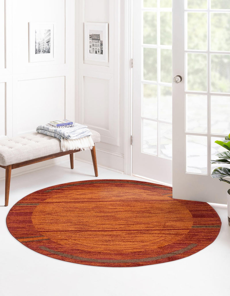 Autumn Meadow Collection Area Rug -  Nutmegwood Round Terracotta  lifestyle 69