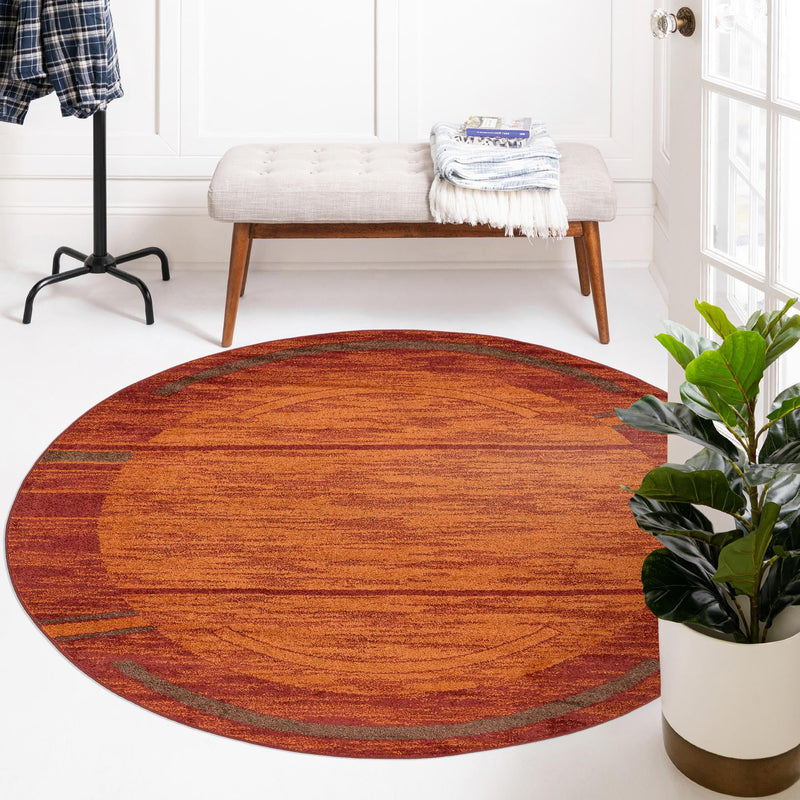 Autumn Meadow Collection Area Rug -  Nutmegwood Round Terracotta  lifestyle 144