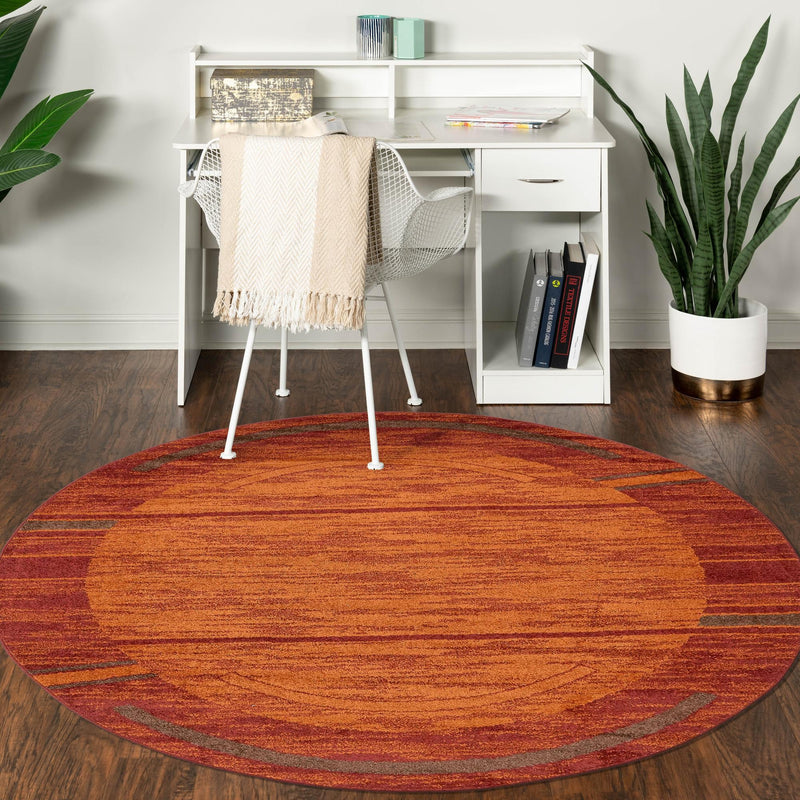 Autumn Meadow Collection Area Rug -  Nutmegwood Round Terracotta  lifestyle 150