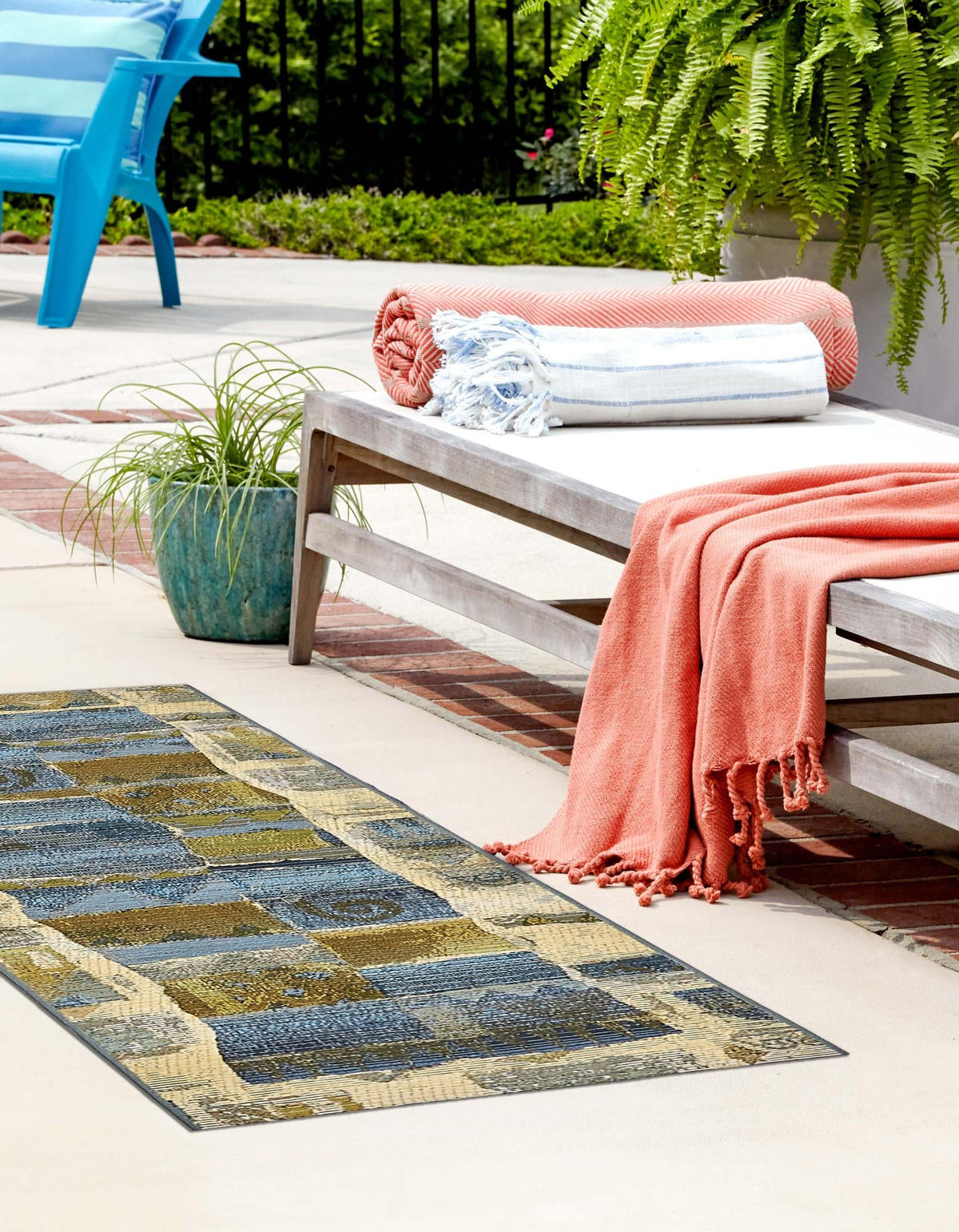 Urban Terrace Collection Area Rug -  Cobblestone Runner Blue  lifestyle 12