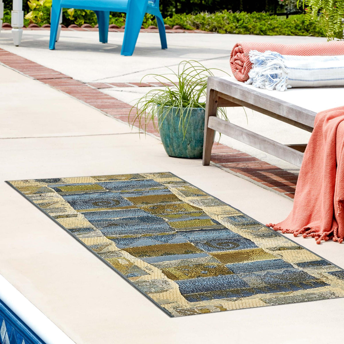 Urban Terrace Collection Area Rug -  Cobblestone Runner Blue  lifestyle 17