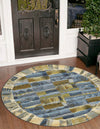 Urban Terrace Collection Area Rug -  Cobblestone Round Blue  lifestyle 10