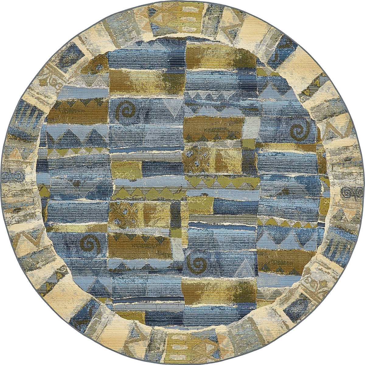 Urban Terrace Collection Area Rug -  Cobblestone Round Blue  lifestyle 7