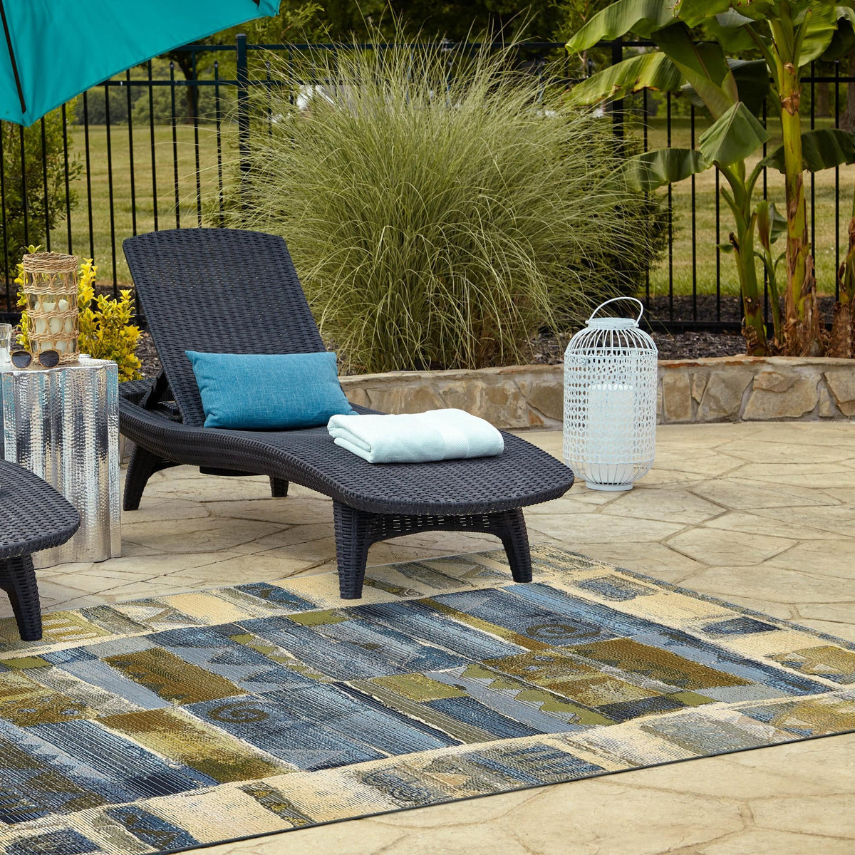 Urban Terrace Collection Area Rug -  Cobblestone Rectangle Blue  lifestyle 5