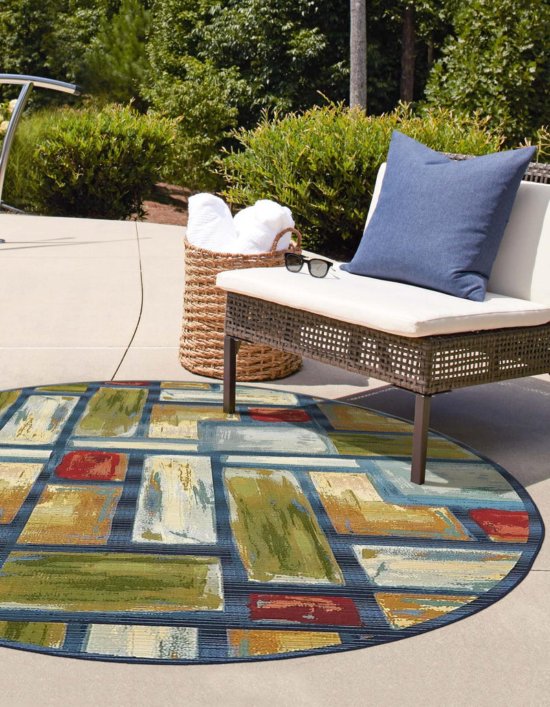 Urban Terrace Collection Area Rug -  Portico Round Multi  lifestyle 23