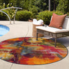 Urban Terrace Collection Area Rug -  Atrium Round Multi  lifestyle 26