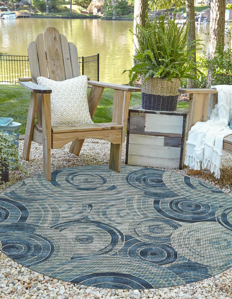 Urban Terrace Collection Area Rug -  Parkside Round Light Blue  lifestyle 23