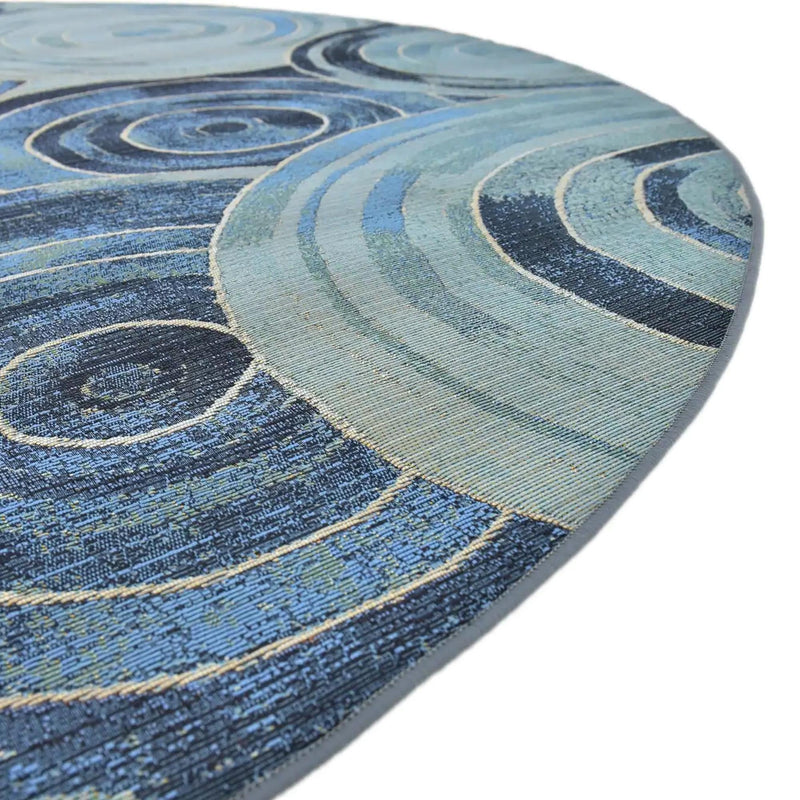 Urban Terrace Collection Area Rug -  Parkside Round Light Blue  lifestyle 30