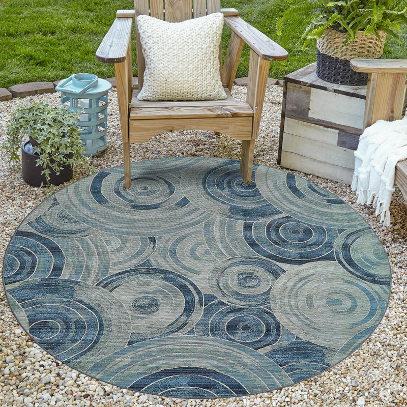 Urban Terrace Collection Area Rug -  Parkside Round Light Blue  lifestyle 46
