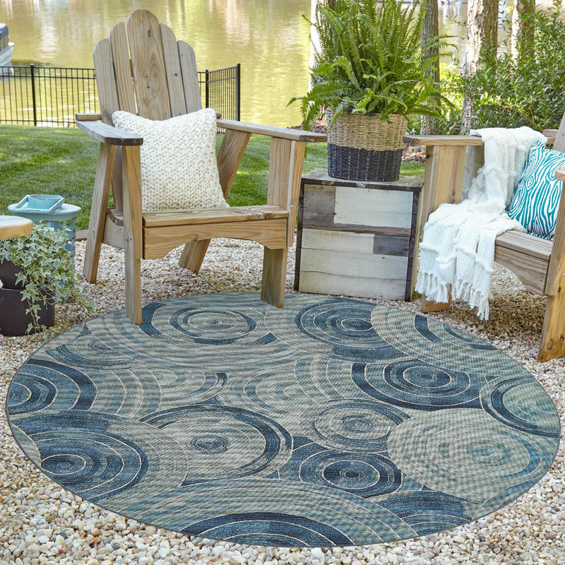 Urban Terrace Collection Area Rug -  Parkside Round Light Blue  lifestyle 48