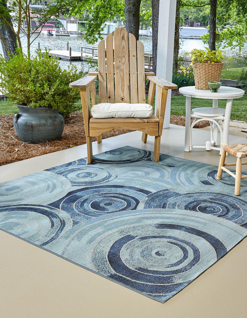 Urban Terrace Collection Area Rug -  Parkside Square Light Blue  lifestyle 24
