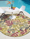 Garden Terrace Escape Collection Area Rug -  Evergreen Round Cream  lifestyle 7