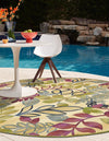 Garden Terrace Escape Collection Area Rug -  Evergreen Round Cream  lifestyle 10