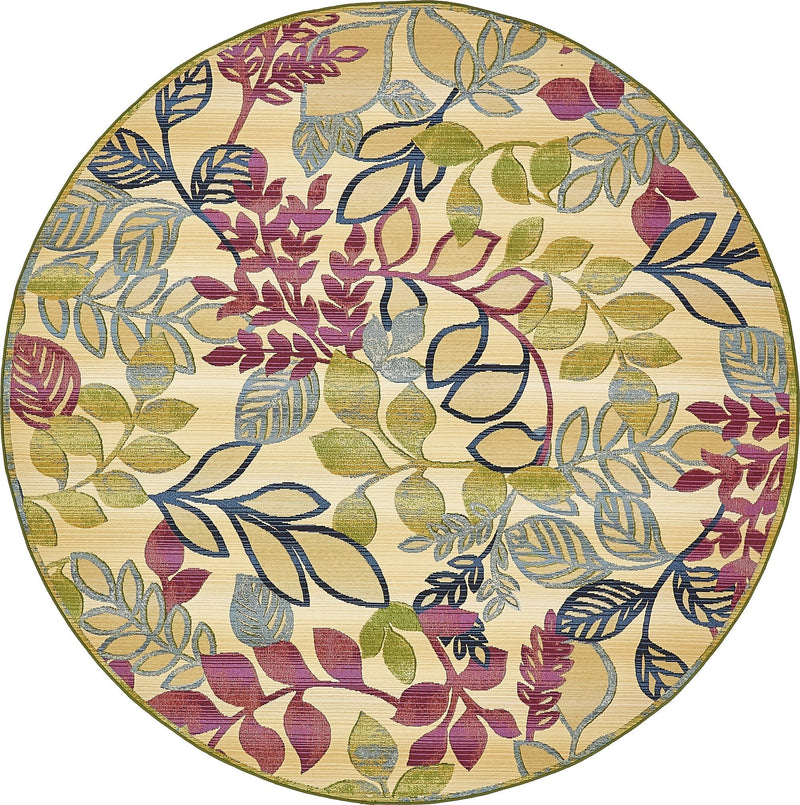 Garden Terrace Escape Collection Area Rug -  Evergreen Round Cream  lifestyle 4