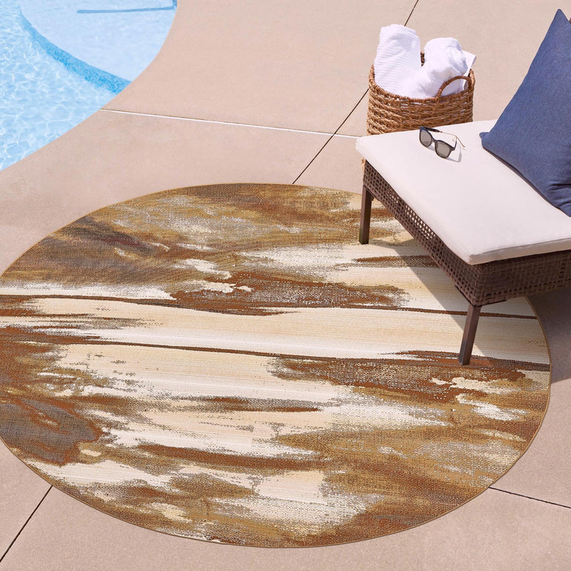 Urban Terrace Collection Area Rug -  Habitat Round Brown  lifestyle 58