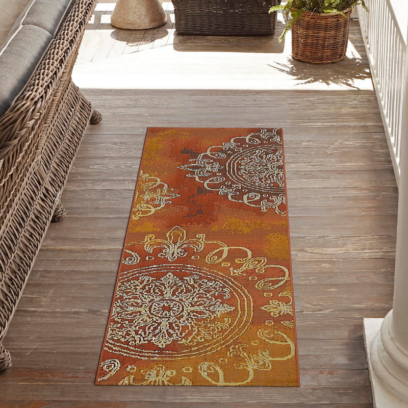 Urban Terrace Collection Area Rug -  Veranda Runner Rust Red  lifestyle 67