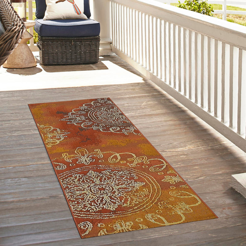 Urban Terrace Collection Area Rug -  Veranda Runner Rust Red  lifestyle 71