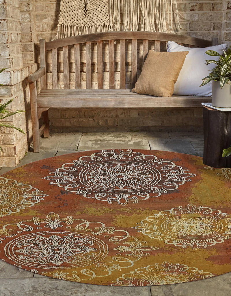 Urban Terrace Collection Area Rug -  Veranda Round Rust Red  lifestyle 21