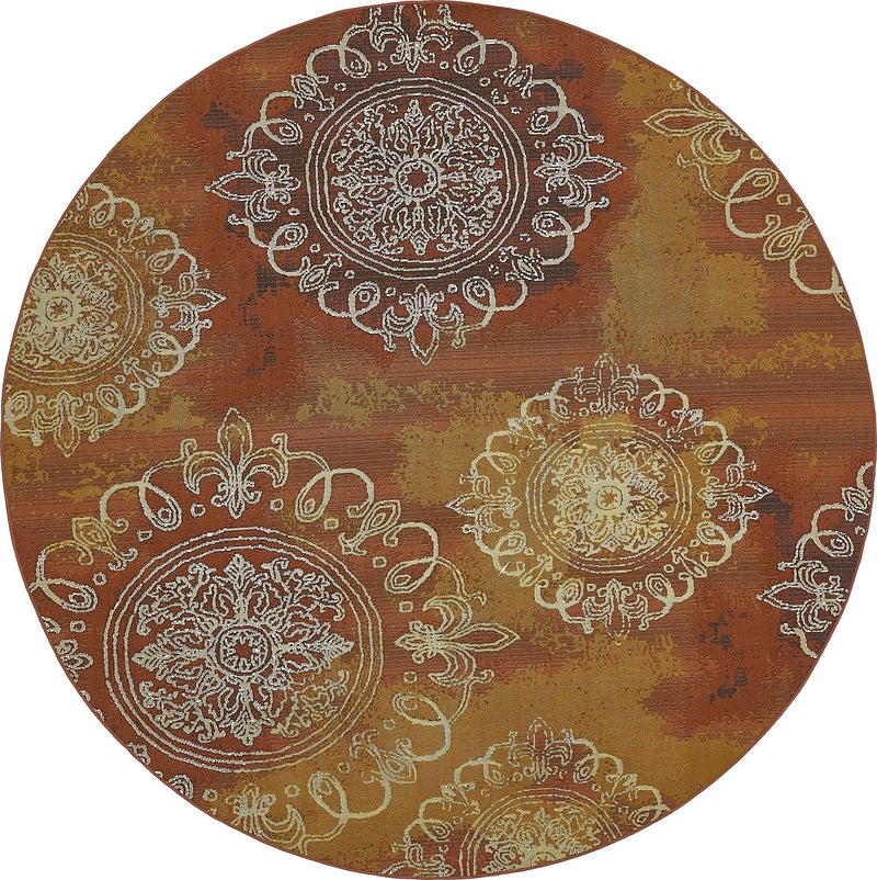 Urban Terrace Collection Area Rug -  Veranda Round Rust Red  lifestyle 13