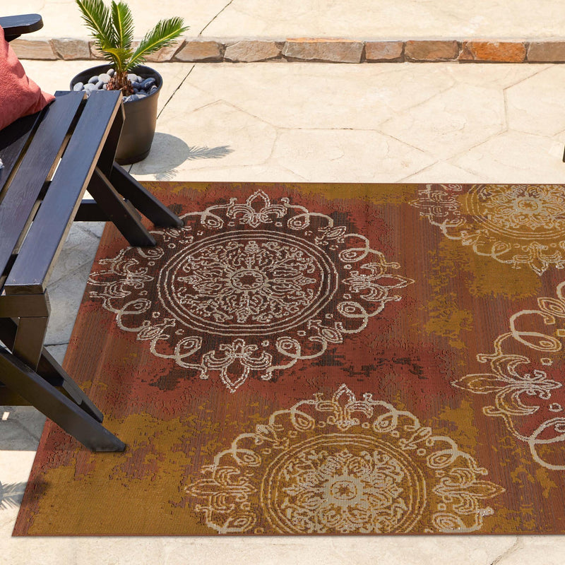 Urban Terrace Collection Area Rug -  Veranda Square Rust Red  lifestyle 66