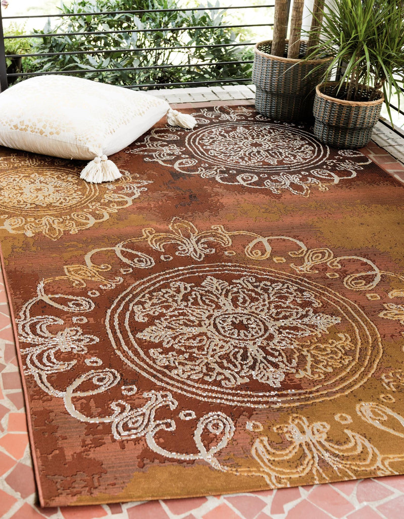 Urban Terrace Collection Area Rug -  Veranda Rectangle Rust Red  lifestyle 2