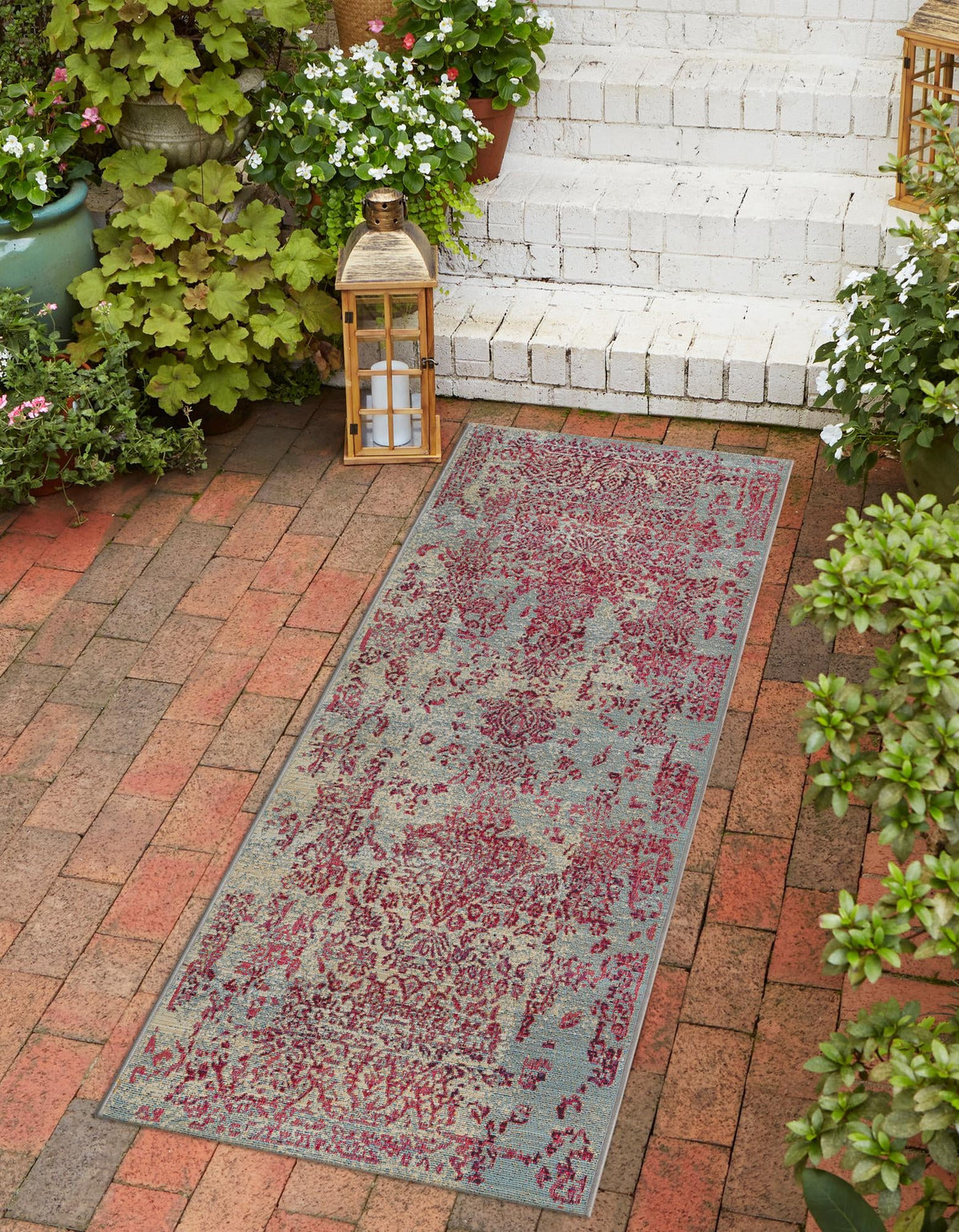 Garden Terrace Escape Collection Area Rug -  Avenue Runner Light Blue  lifestyle 16
