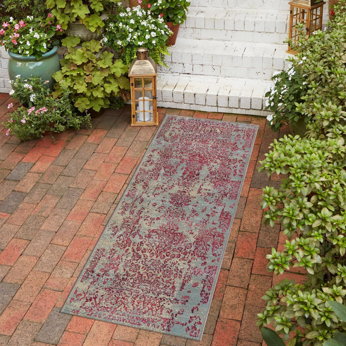 Garden Terrace Escape Collection Area Rug -  Avenue Runner Light Blue  lifestyle 54