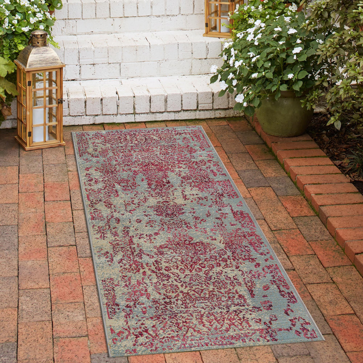 Garden Terrace Escape Collection Area Rug -  Avenue Runner Light Blue  lifestyle 57