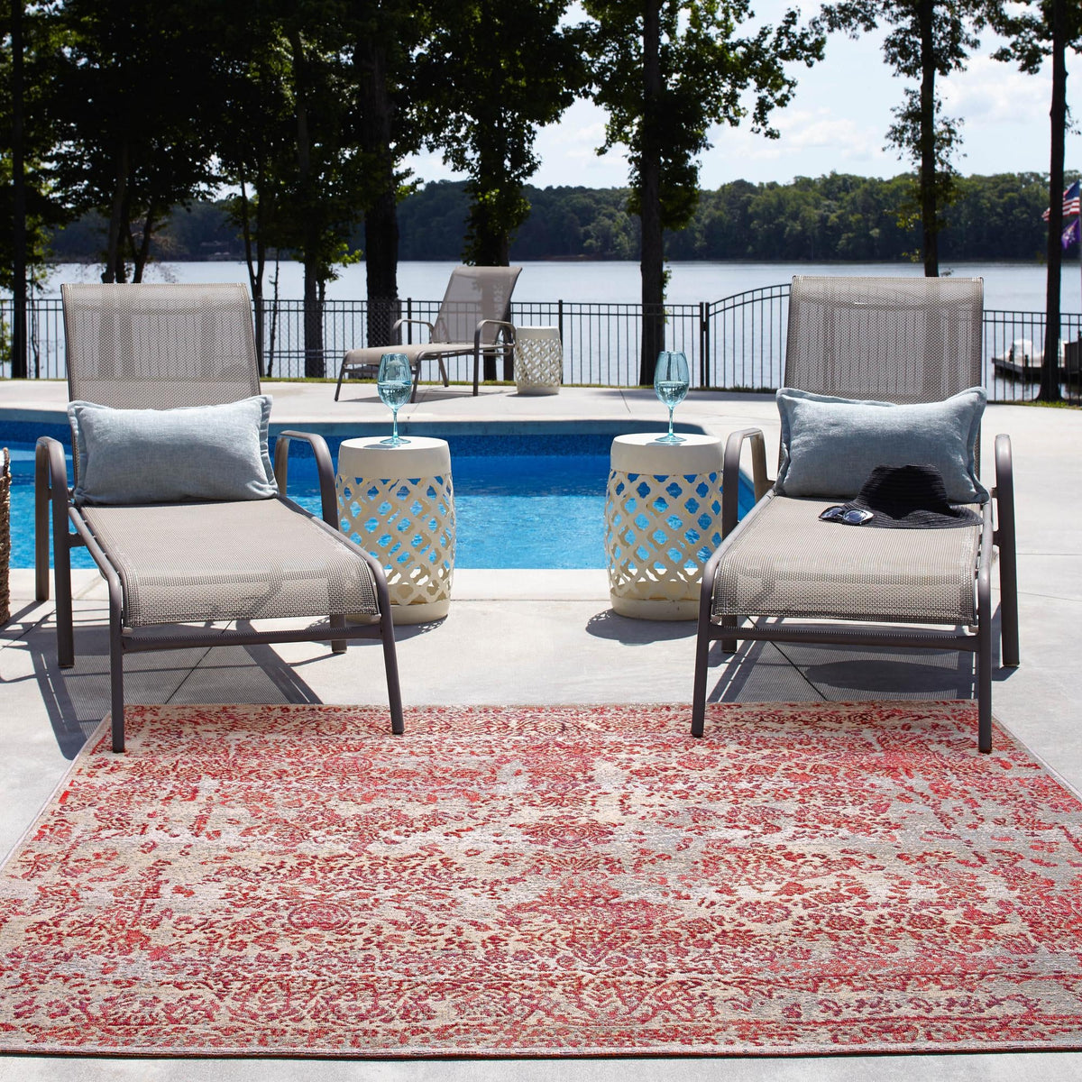 Garden Terrace Escape Collection Area Rug -  Avenue Square Light Blue  lifestyle 59
