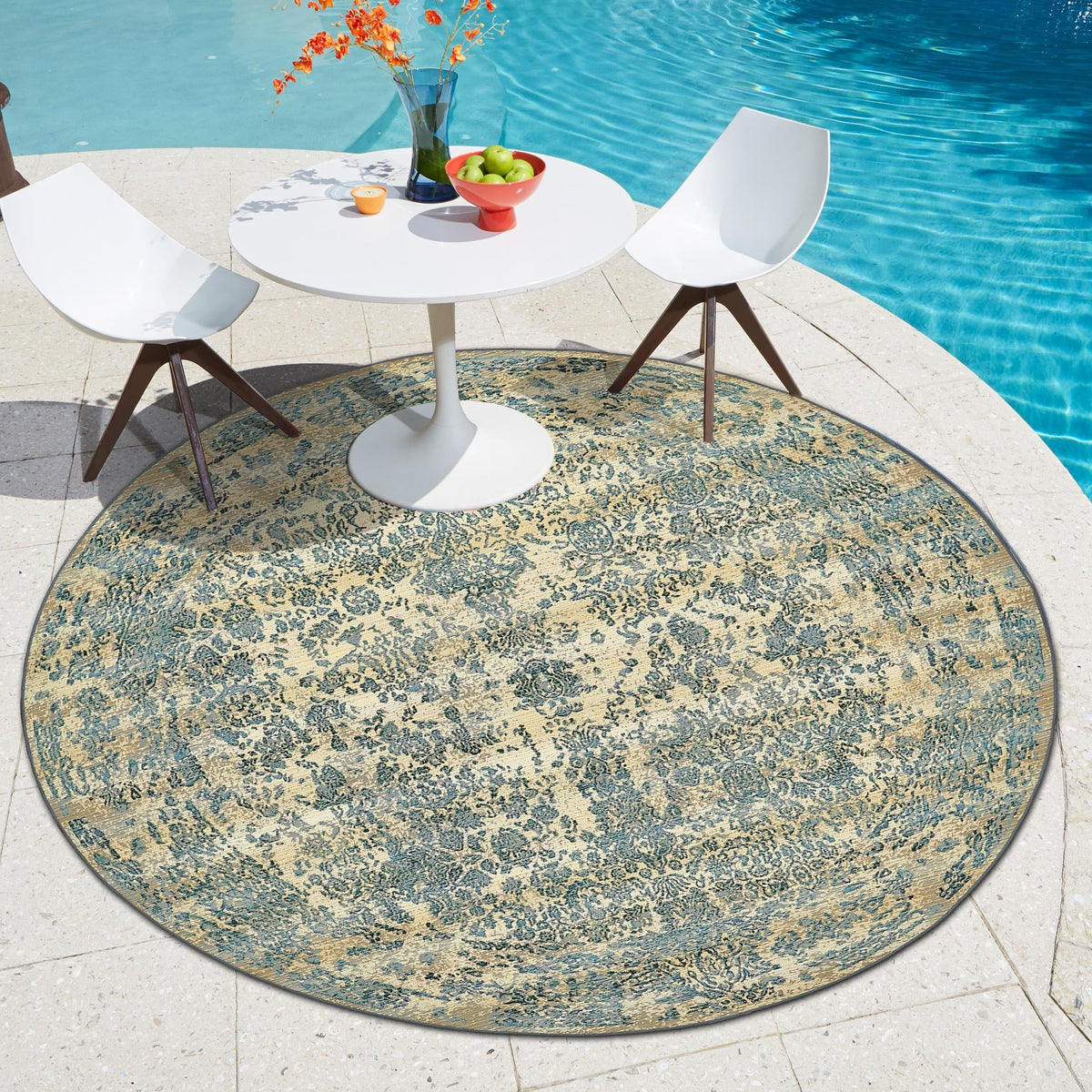 Garden Terrace Escape Collection Area Rug -  Avenue Round Beige  lifestyle 46