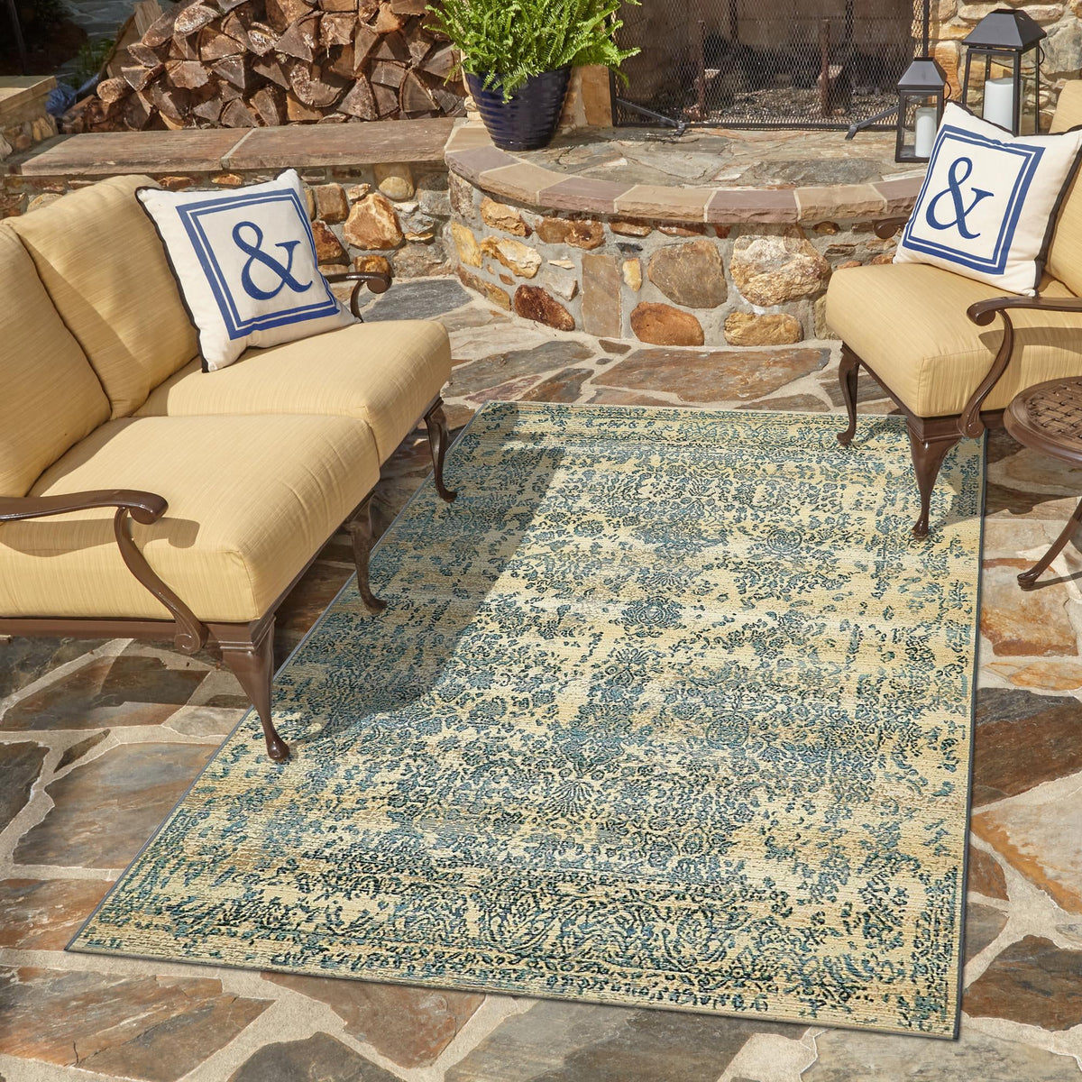 Garden Terrace Escape Collection Area Rug -  Avenue Rectangle Beige  lifestyle 22