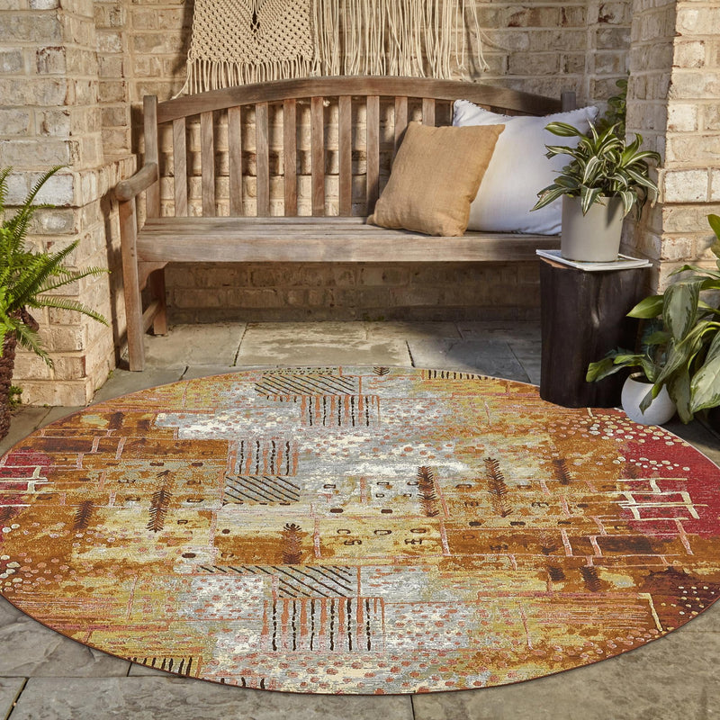 Urban Terrace Collection Area Rug -  Overlook Round Multi  lifestyle 62