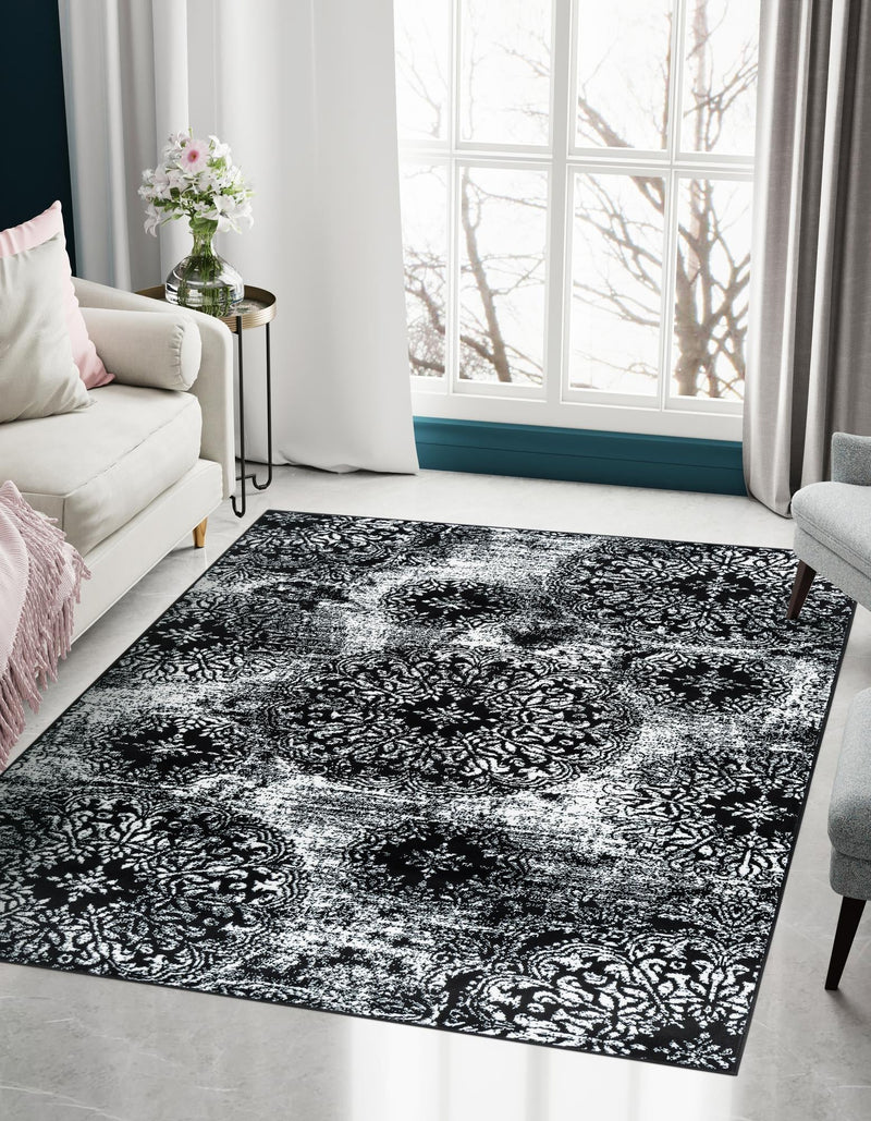 Riviera Elegance Collection Area Rug -  Monaco (Black) Rectangle Black  lifestyle 13