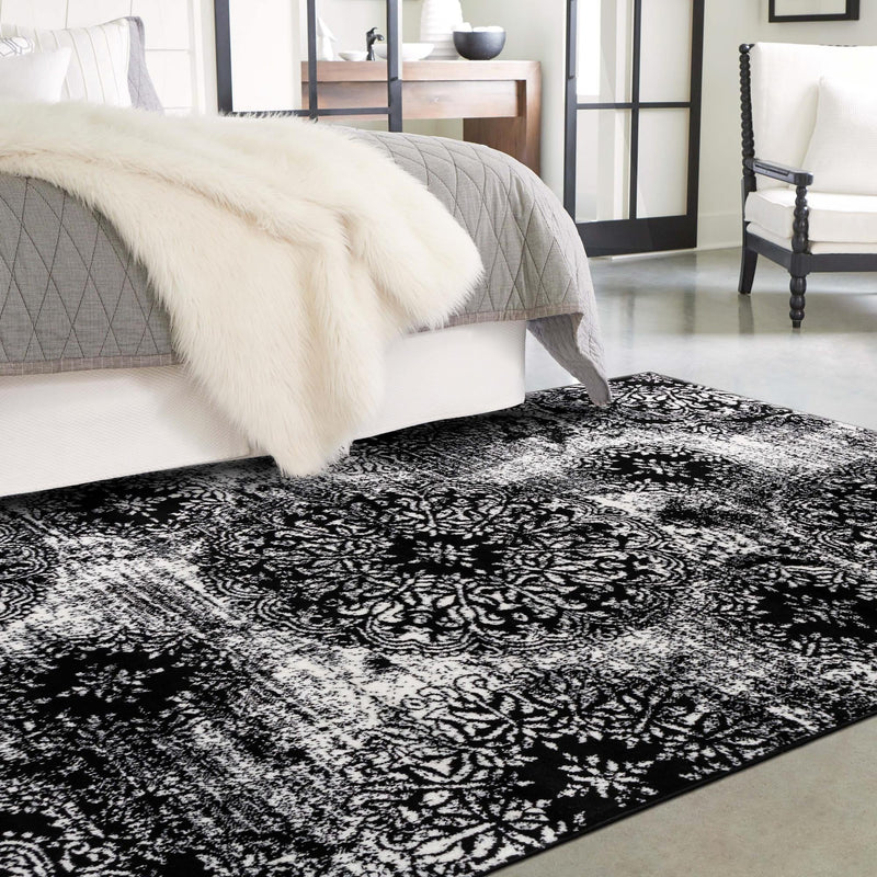 Riviera Elegance Collection Area Rug -  Monaco (Black) Rectangle Black  lifestyle 54
