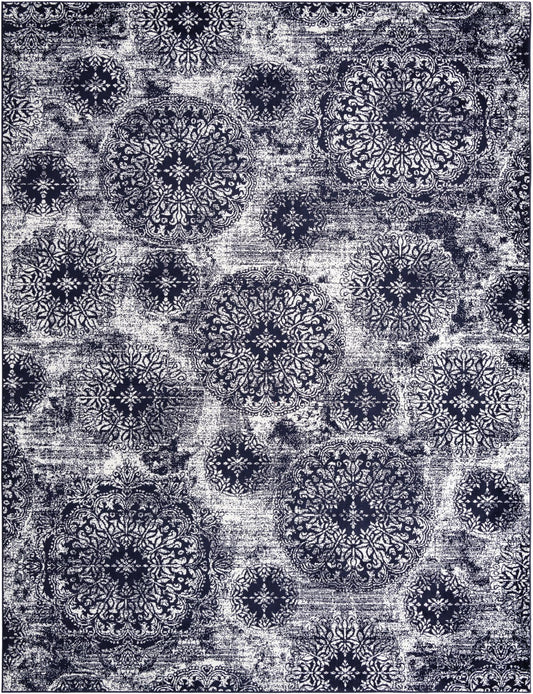 Riviera Elegance Collection Area Rug -  Monaco (Navy Blue) Rectangle Navy Blue Main