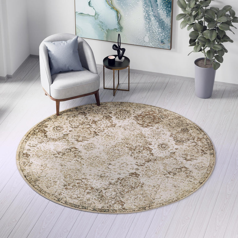 Gobi Sands Collection Area Rug -  Taklamakan Round Beige  lifestyle 51