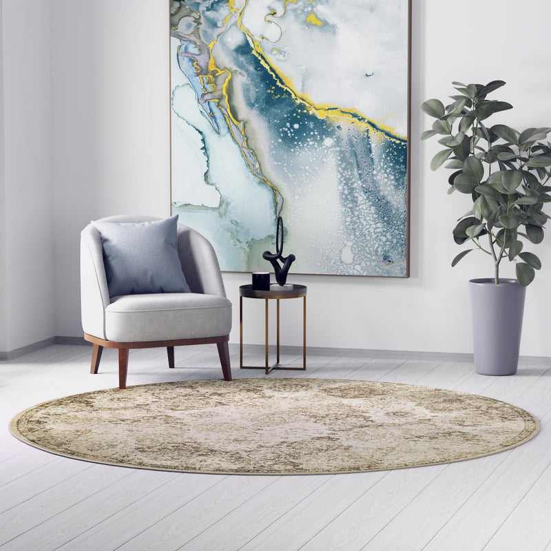 Gobi Sands Collection Area Rug -  Taklamakan Round Beige  lifestyle 53