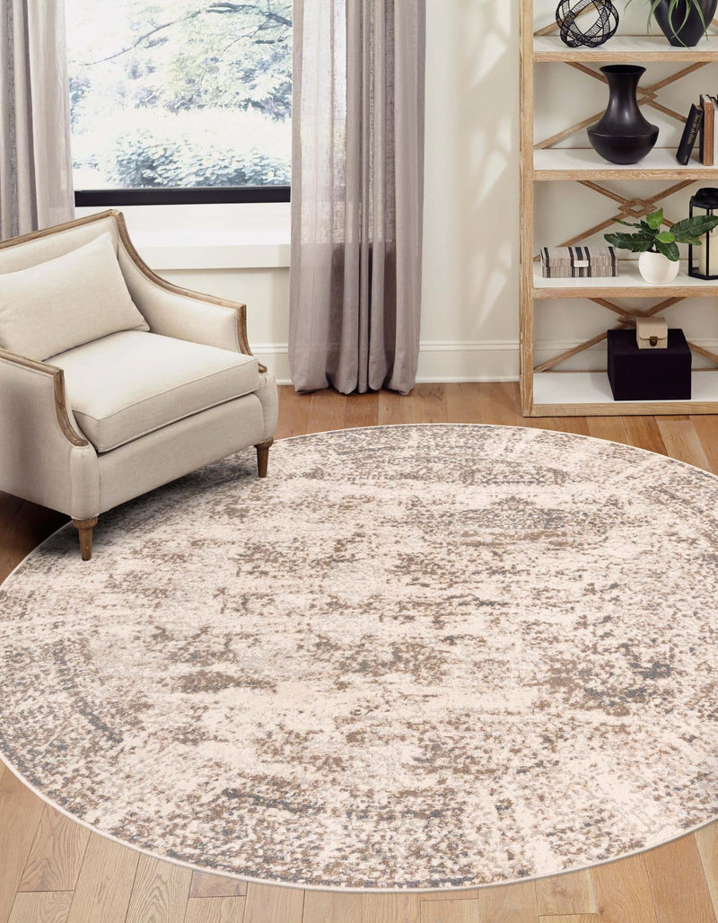 Gobi Sands Collection Area Rug -  Badain Round Cream  lifestyle 21
