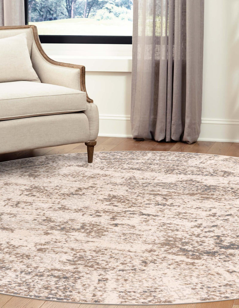 Gobi Sands Collection Area Rug -  Badain Round Cream  lifestyle 24