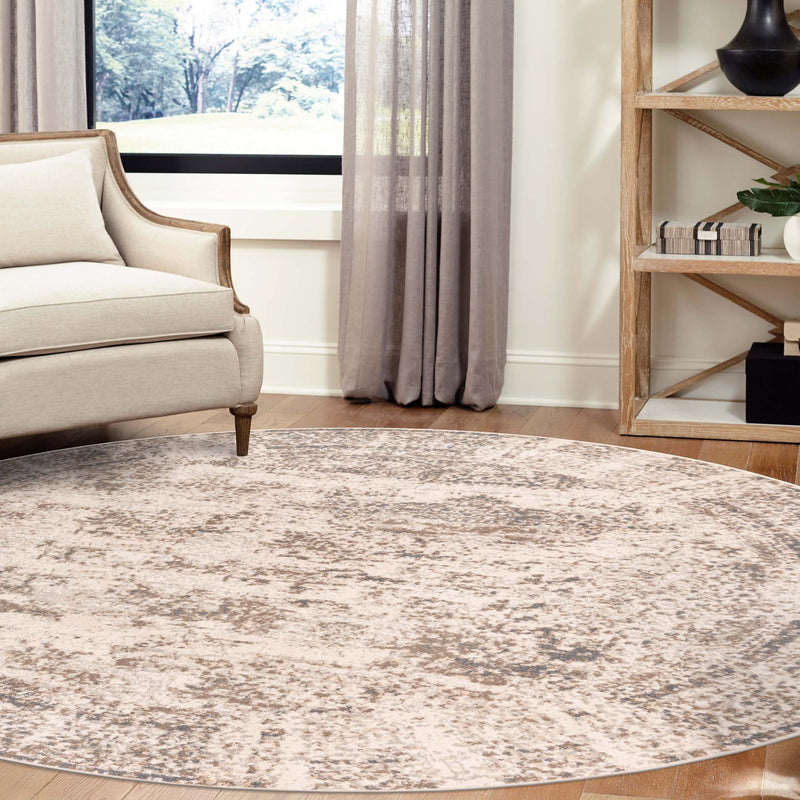 Gobi Sands Collection Area Rug -  Badain Round Cream  lifestyle 62
