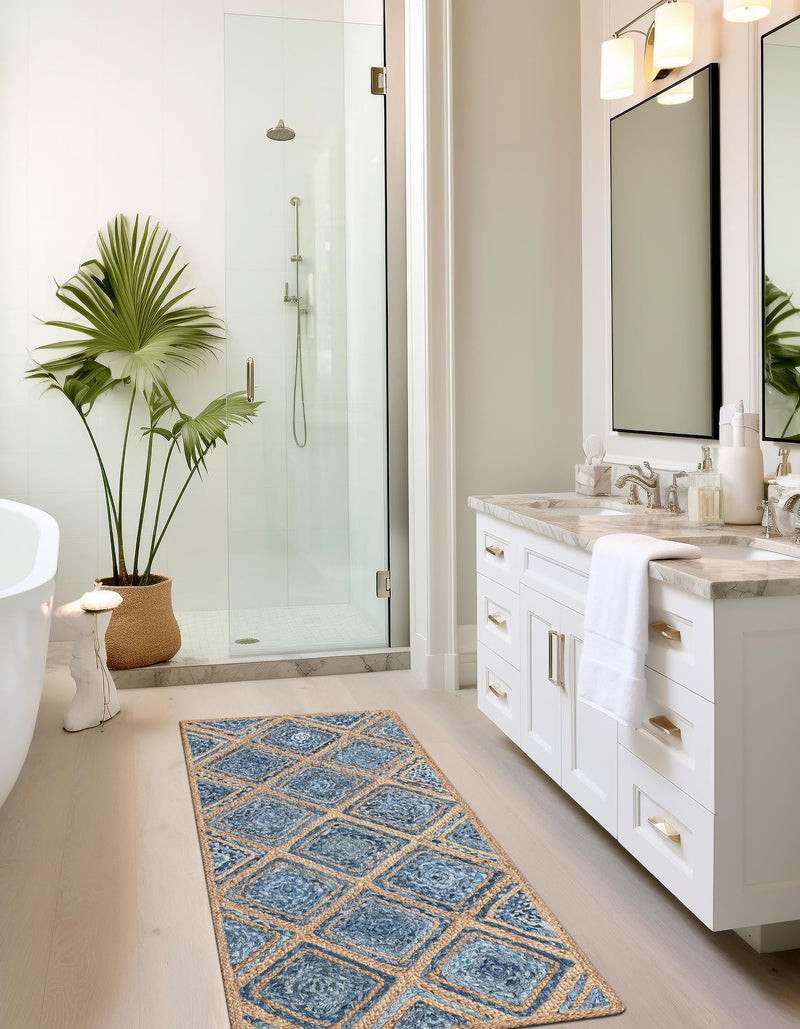 Woven Seaside Jute Collection Area Rug - Marina Runner Blue  lifestyle 49