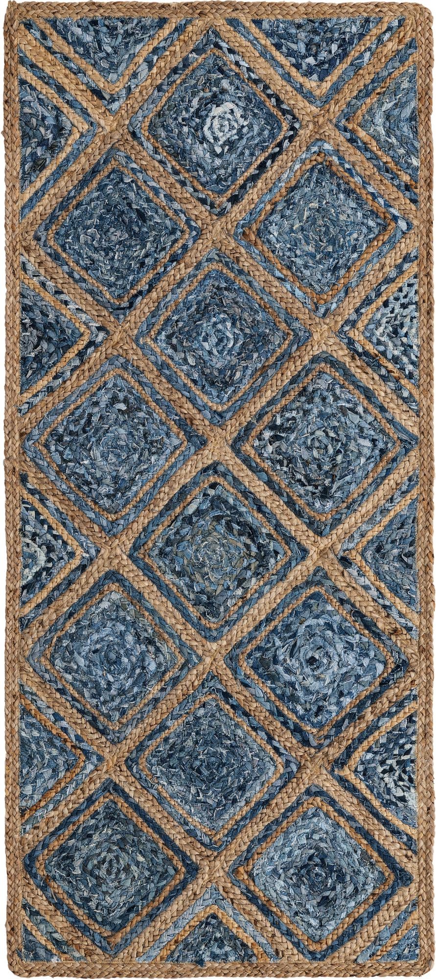 Woven Seaside Jute Collection Area Rug - Marina Runner Blue  lifestyle 81