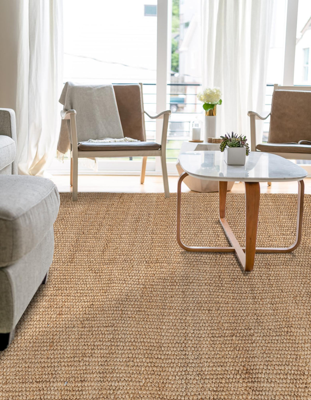 Coastal Weave Jute Collection Area Rug - Seashore Rectangle Natural  lifestyle 53