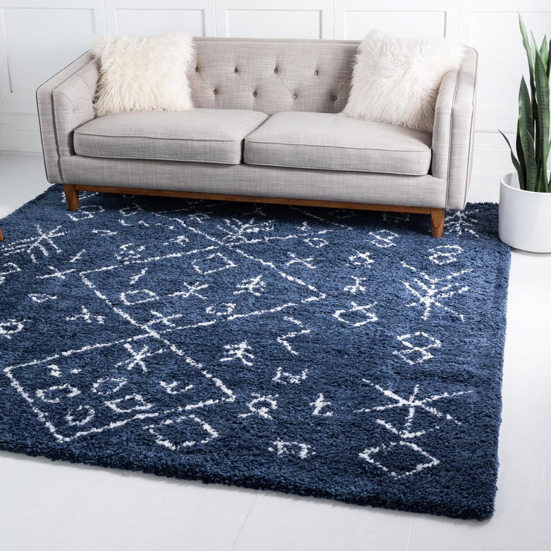 Casablanca Comfort Collection Area Rug - Sahara Square Navy Blue  lifestyle 43