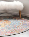 Caribbean Breeze Collection Area Rug -  Vieques Round Light Blue  lifestyle 58