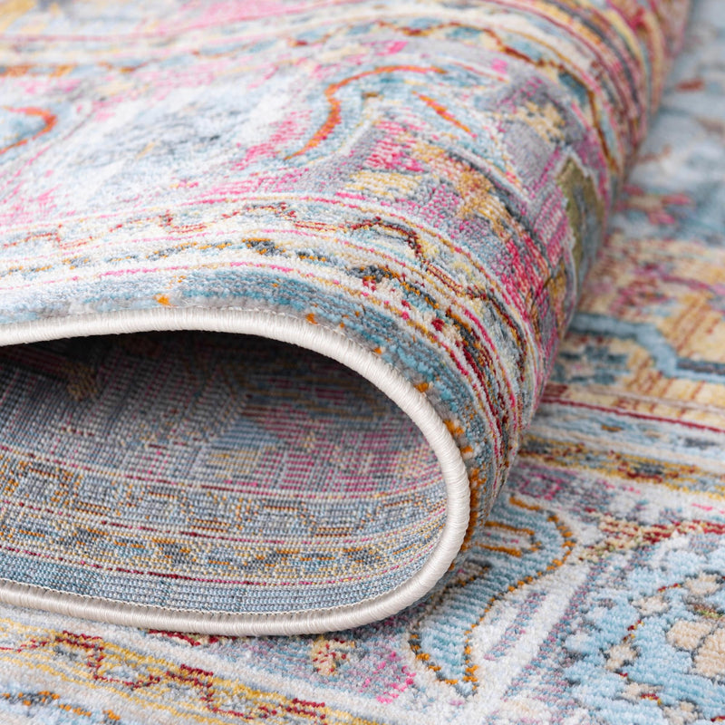 Caribbean Breeze Collection Area Rug -  Vieques Round Light Blue  lifestyle 69