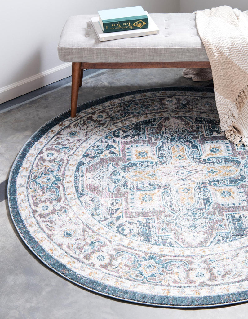 Caribbean Breeze Collection Area Rug -  Andros Round Gray  lifestyle 50
