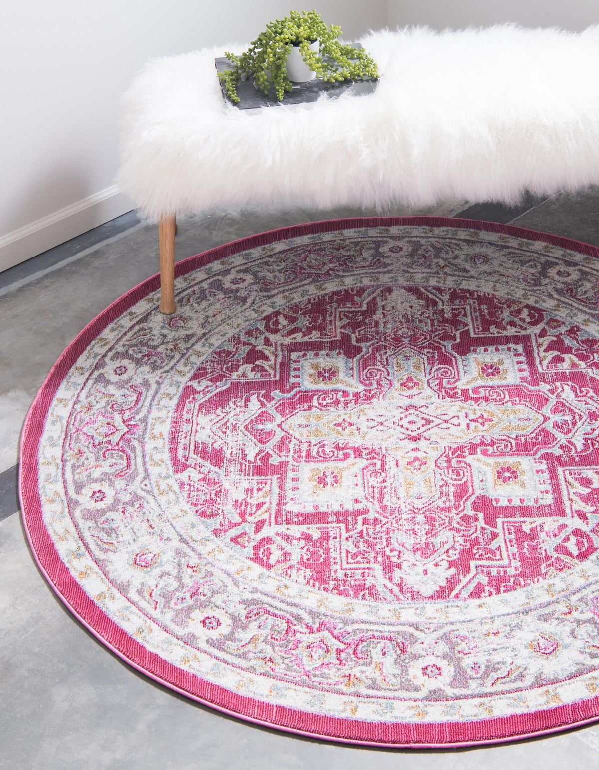 Caribbean Breeze Collection Area Rug -  Andros Round Pink  lifestyle 51
