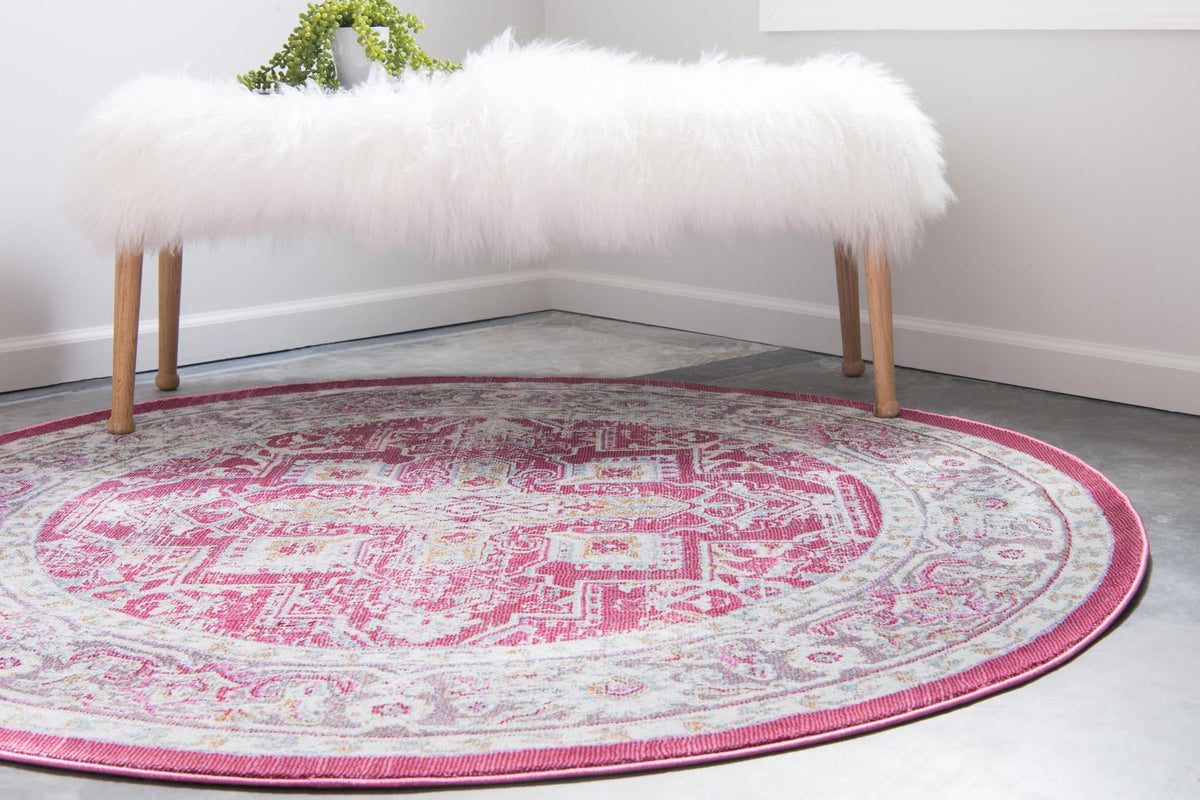 Caribbean Breeze Collection Area Rug -  Andros Round Pink  lifestyle 65