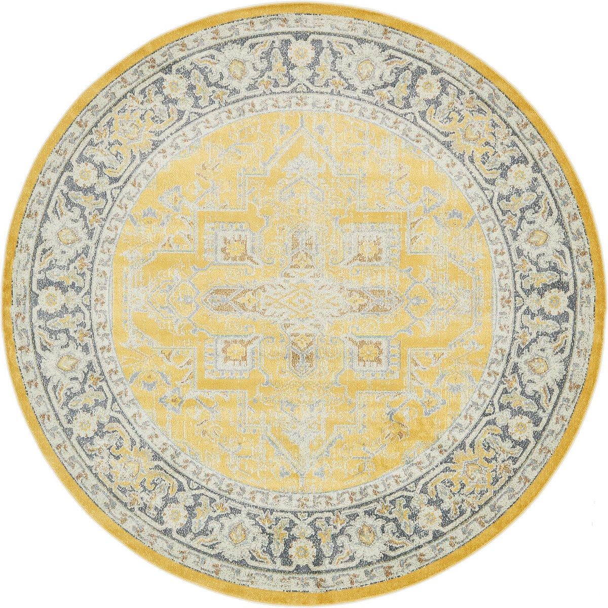 Caribbean Breeze Collection Area Rug -  Andros Round Yellow  lifestyle 27